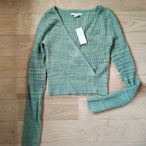 AE Green Cropped Wrap Sweater Size XS